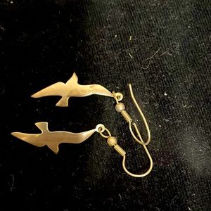 Birds flying, earrings, silver